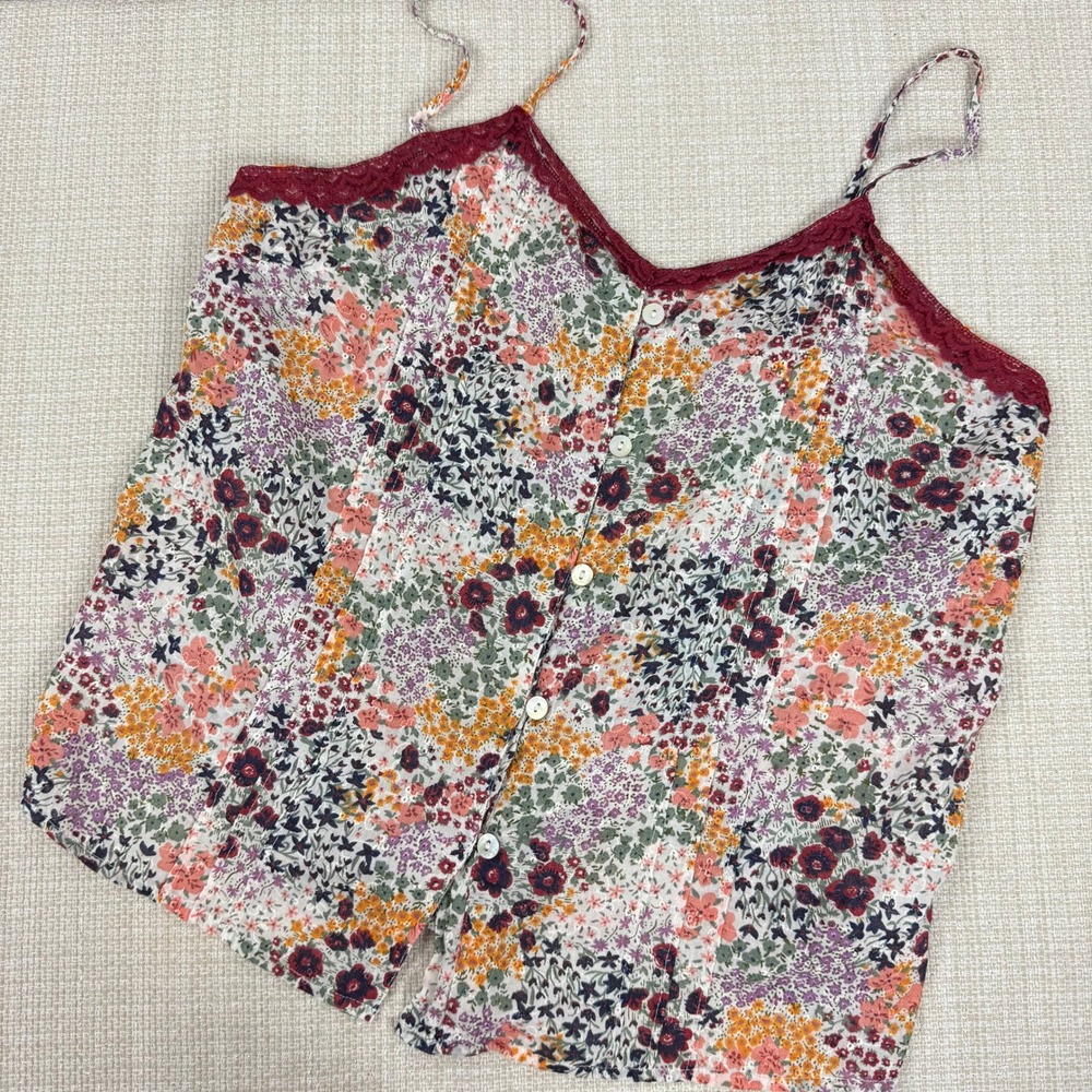Cynthia‎ Rowley Sleepwear Floral Cami Top Lace Trim Womens Medium